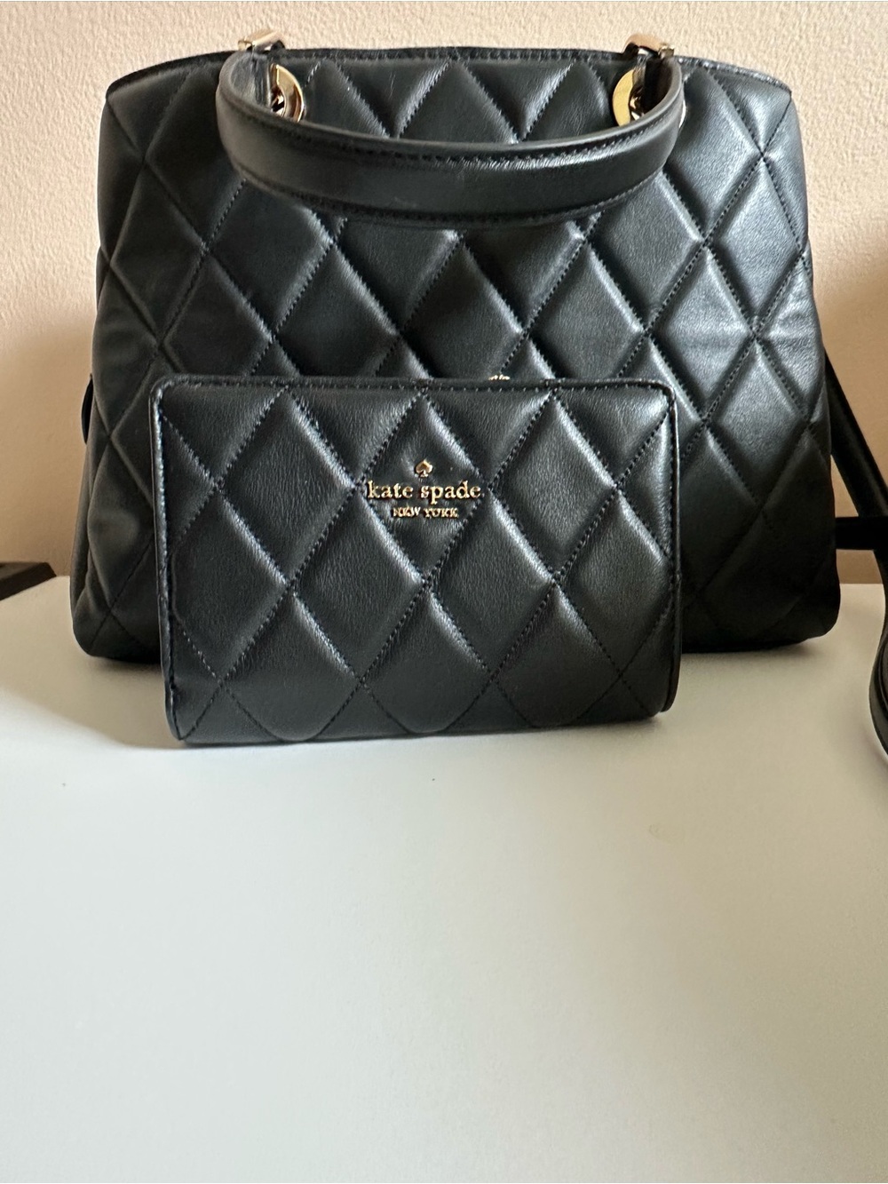 kate spade Quilted Black Shoulder Bag with Matching Wallet